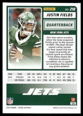 2025 Panini Score Justin Fields #210 Football - Football Card Single
