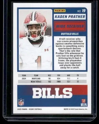 2025 Panini Score Kaden Prather #19 RC Football - Football Card Single