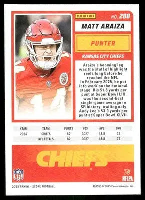 2025 Panini Score Matt Araiza #288 Football - Football Card Single