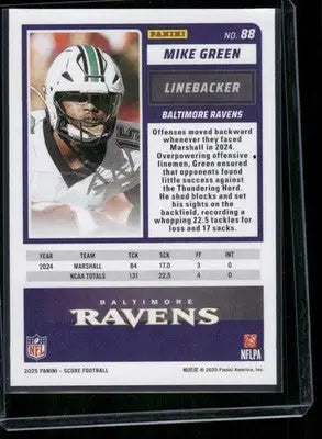 2025 Panini Score Mike Green #88 RC Football - Football Card Single