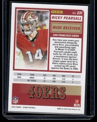 2025 Panini Score Ricky Pearsall #231 Football - Football Card Single