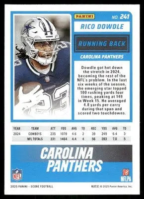 2025 Panini Score Rico Dowdle #241 Football - Football Card Single
