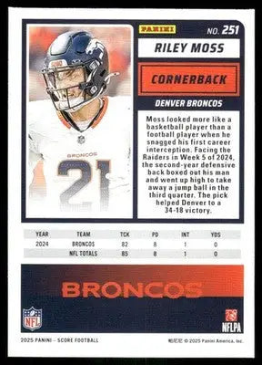 2025 Panini Score Riley Moss #251 Football - Football Card Single