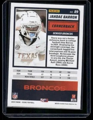 2025 Panini Score Rookie Jahdae Barron #89 RC Football - Football Card Single