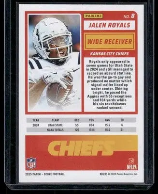 2025 Panini Score Rookie Jalen Royals #8 RC Football - Football Card Single