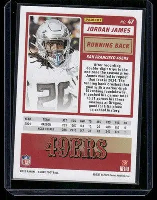 2025 Panini Score Rookie Jordan James #47 RC Football - Football Card Single