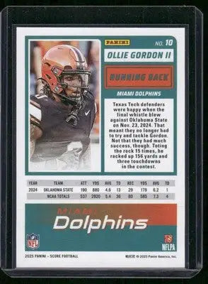 2025 Panini Score Rookie Ollie Gordon II #10 RC Football - Football Card Single