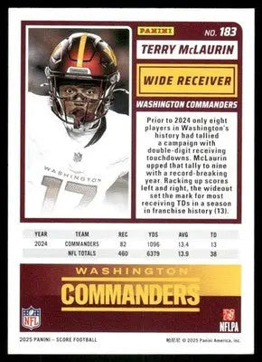 2025 Panini Score Terry McLaurin #183 Football - Football Card Single