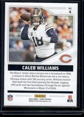 2025 Panini Score Throwbacks Caleb Williams #4 Football - Football Card Single