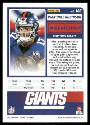 2025 Panini Score Wan’Dale Robinson #166 Football - Football Card Single