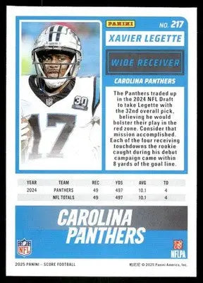 2025 Panini Score Xavier Legette #217 Football - Football Card Single