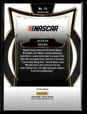 2025 Panini Select #14 Austin Beers Silver Prizms - Racing Card Single