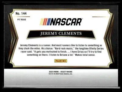 2025 Panini Select #144 Jeremy Clements - Racing Card Single