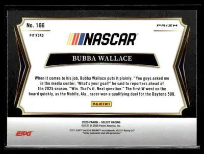 2025 Panini Select #166 Bubba Wallace Silver Prizms - Racing Card Single