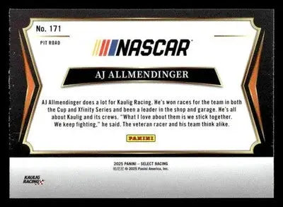 2025 Panini Select #171 AJ Allmendinger - Racing Card Single