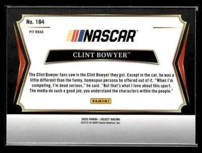 2025 Panini Select #184 Clint Bowyer - Racing Card Single
