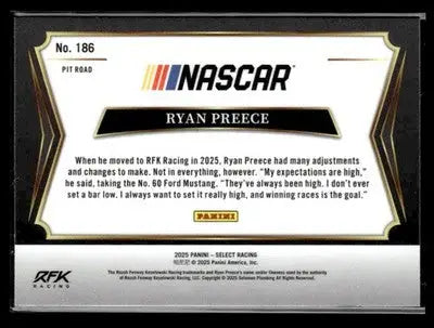 2025 Panini Select #186 Ryan Preece - Racing Card Single