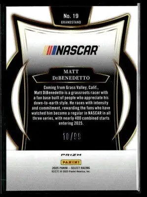 2025 Panini Select #19 Matt DiBenedetto White Prizms #/99 - Racing Card Single