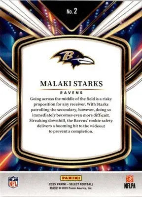 2025 Panini Select #2 Malaki Starks Select Future - Football Card Single