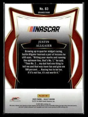 2025 Panini Select #83 Justin Allgaier - Racing Card Single
