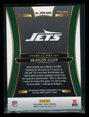 2025 Panini Select Prizm Braelon Allen #DSM-BAN Draft Selections Jersey Patch RC - Football Card Single