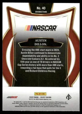 2025 Panini Select Racing Austin Dillon #40 Racing - Racing Card Single