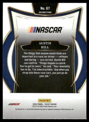 2025 Panini Select Racing Austin Hill #67 Auto Racing - Racing Card Single