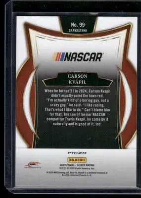 2025 Panini Select Racing Carson Kvapil #99 Prizm Auto Racing - Racing Card Single