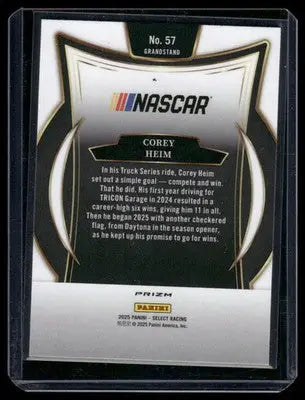 2025 Panini Select Racing Corey Heim #57 Orange Cracked Ice Prizm Racing - Racing Card Single