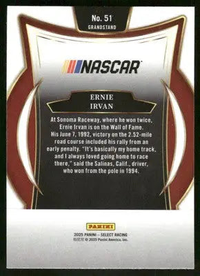 2025 Panini Select Racing Ernie Irvan #51 Racing - Racing Card Single