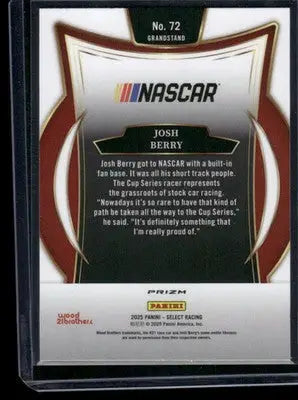 2025 Panini Select Racing Josh Berry #72 Prizm Racing - Racing Card Single