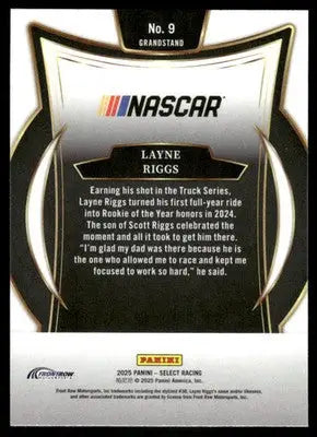 2025 Panini Select Racing Layne Riggs #No. 9 Auto Racing - Racing Card Single