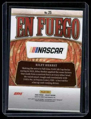 2025 Panini Select Racing Riley Herbst #25 Racing - Racing Card Single