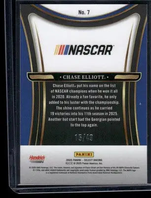 2025 Panini Select Racing Sensations Chase Elliott #7 Red 15/49 Auto Racing - Racing Card Single