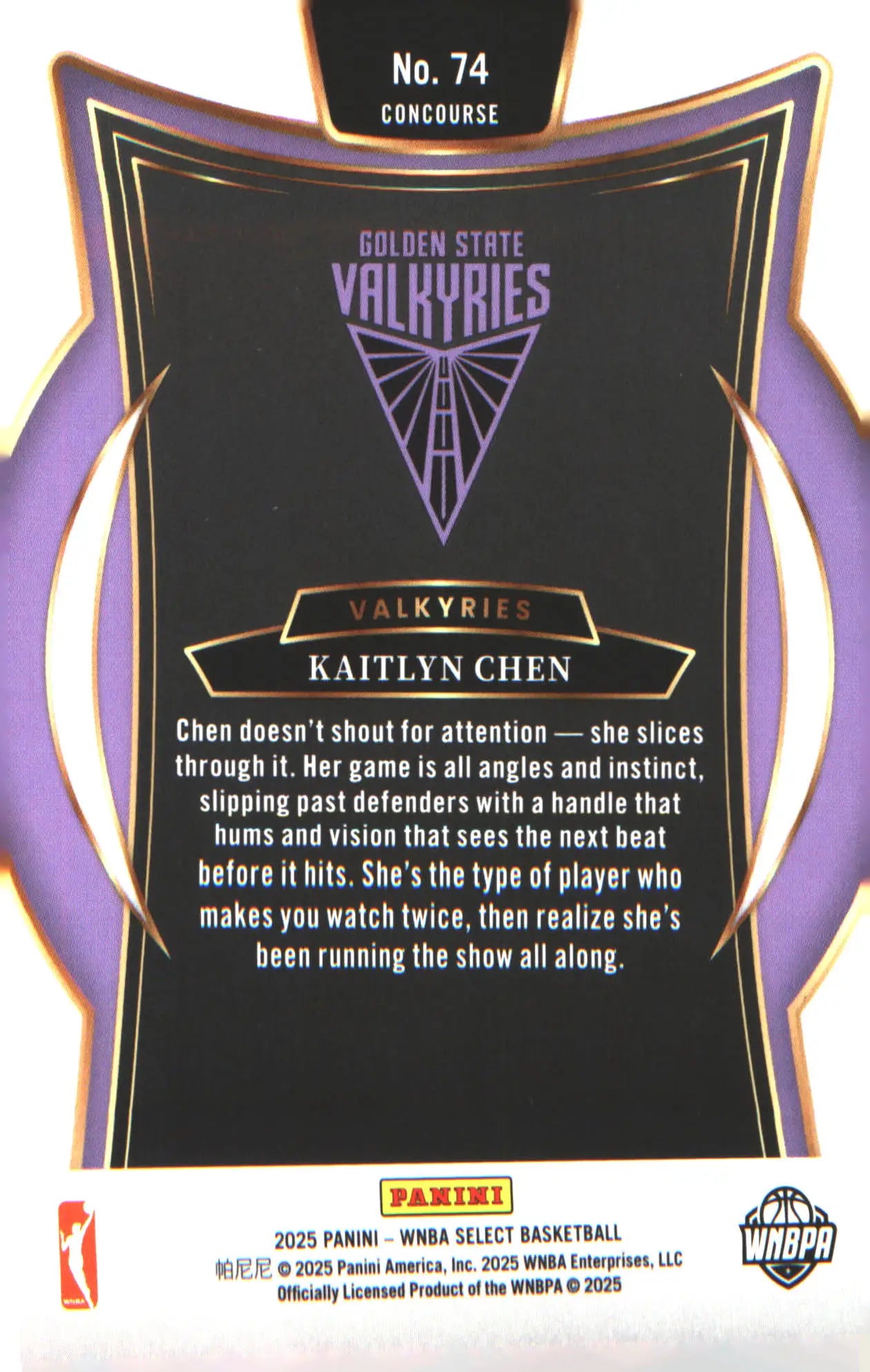 2025 Panini Select WNBA #74 Kaitlyn Chen Rookie RC - Basketball Card Single