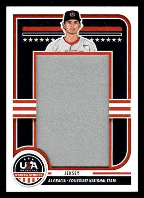 2025 Panini Stars and Stripes #JMJ-AG AJ Gracia Jumbo Material Jerseys - #/30 - Baseball Card Single