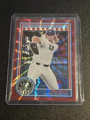 2025 Panini Stars and Stripes USA Baseball #12 Ben Abeldt Red Lightning #/30 - Baseball Card Single