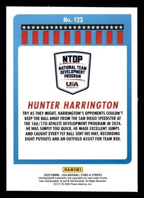 2025 Panini Stars and Stripes USA Baseball #123 Hunter Harrington - Baseball Card Single