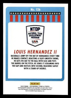 2025 Panini Stars and Stripes USA Baseball #126 Louis Hernandez II - Baseball Card Single