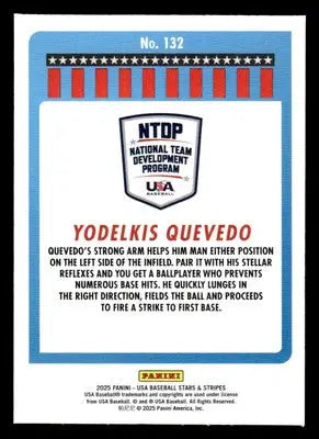 2025 Panini Stars and Stripes USA Baseball #132 Yodelkis Quevedo Opening Day - Baseball Card Single