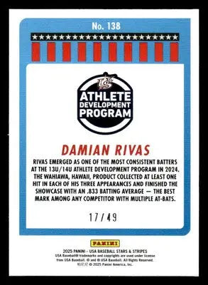 2025 Panini Stars and Stripes USA Baseball #138 Damian Rivas Mojo - Baseball Card Single