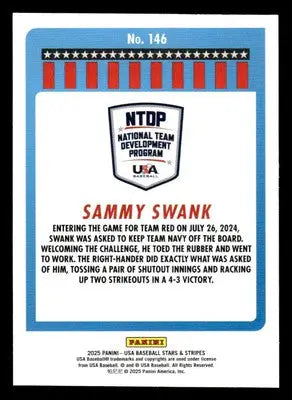 2025 Panini Stars and Stripes USA Baseball #146 Sammy Swank - Baseball Card Single