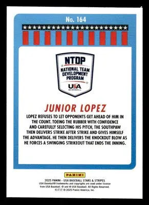 2025 Panini Stars and Stripes USA Baseball #164 Junior Lopez - Baseball Card Single