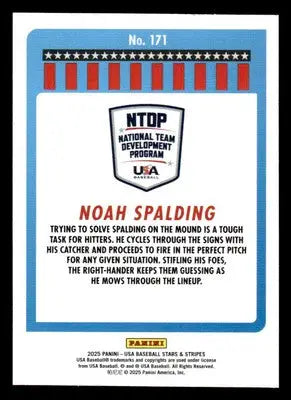 2025 Panini Stars and Stripes USA Baseball #171 Noah Spalding - Baseball Card Single