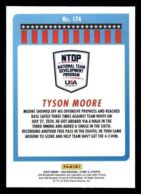 2025 Panini Stars and Stripes USA Baseball #174 Tyson Moore Opening Day