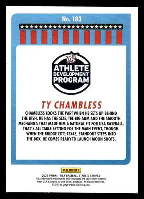 2025 Panini Stars and Stripes USA Baseball #183 Ty Chambless - Baseball Card Single