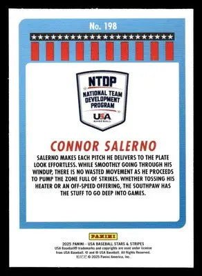 2025 Panini Stars and Stripes USA Baseball #198 Connor Salerno Opening Day - Baseball Card Single