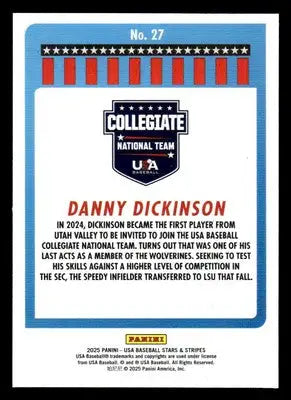 2025 Panini Stars and Stripes USA Baseball #27 Danny Dickinson - Baseball Card Single