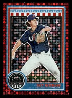 2025 Panini Stars and Stripes USA Baseball #52 Trey Newmann Red #/199 - Baseball Card Single