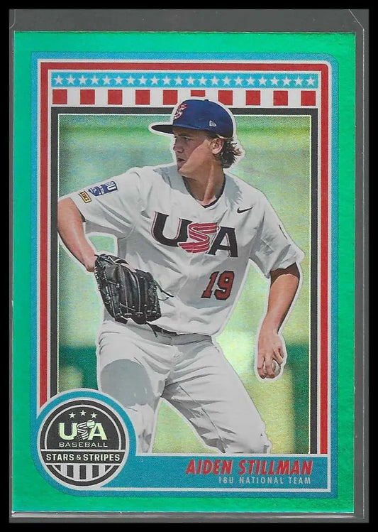 2025 Panini Stars & Stripes USA Baseball #46 Aiden Stillman Green - Baseball Card Single